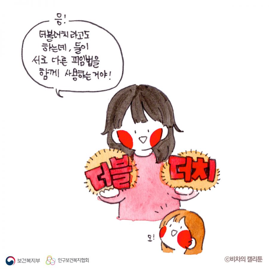 응! 더블더치라고도 하는데, 둘이 서로 다른 피임법을 함께 사용하는거야!